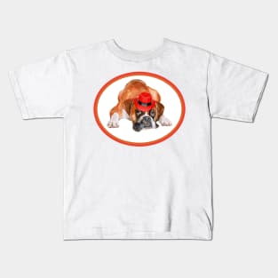 Funny Boxer in Red Hat! Especially for Boxer dog owners! Kids T-Shirt